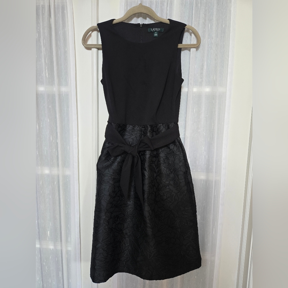 Ralph Lauren Black Floral Midi Dress